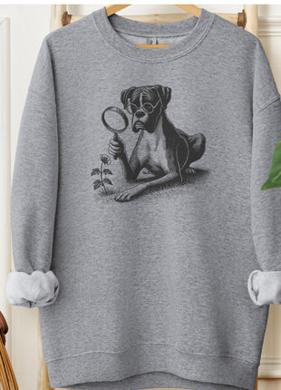 Boxer Dog Botanist Flower Sweatshirt