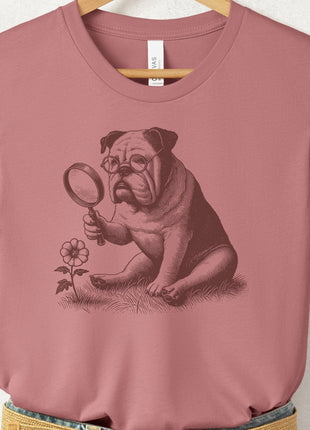 English Bulldog Botanist Flower T-Shirt