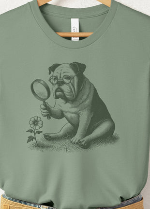 English Bulldog Botanist Flower T-Shirt