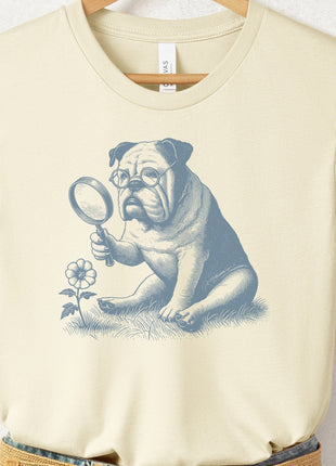 English Bulldog Botanist Flower T-Shirt