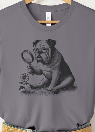 English Bulldog Botanist Flower T-Shirt