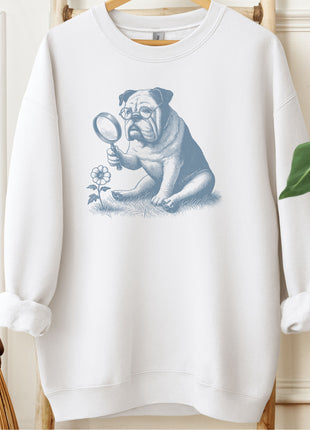 English Bulldog Botanist Flower Sweatshirt