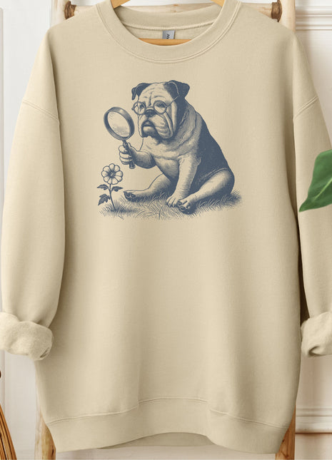 English Bulldog Botanist Flower Sweatshirt