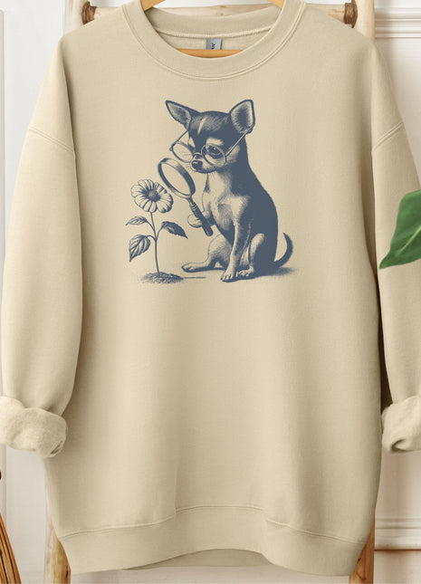 Chihuahua Botanist Flower Sweatshirt