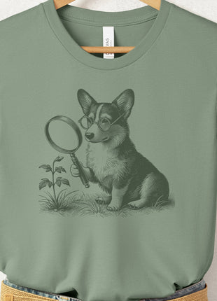 Corgi Botanist Flower T-Shirt