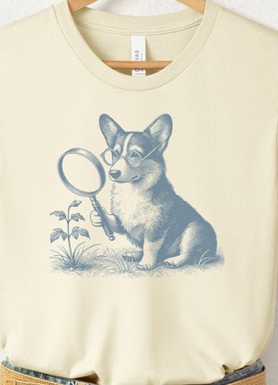 Corgi Botanist Flower T-Shirt