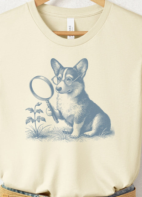 Corgi Botanist Flower T-Shirt