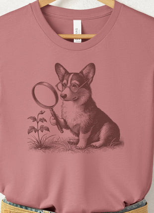 Corgi Botanist Flower T-Shirt
