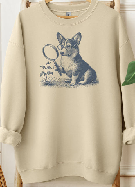 Corgi Botanist Flower Sweatshirt