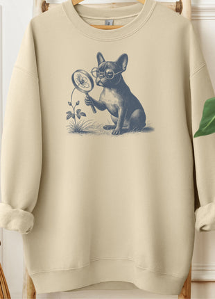 French Bulldog Frenchie Botanist Flower Sweatshirt