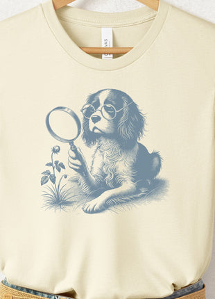 Cavalier King Charles Spaniel Botanist Flower T-Shirt