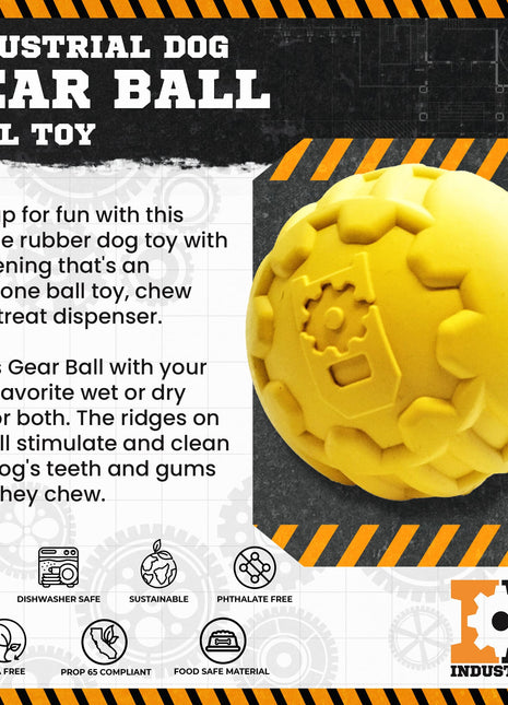 Industrial Dog Ball Rubber Chew Toy for Heavy Chewers | Yellow | USA Made | SodaPup