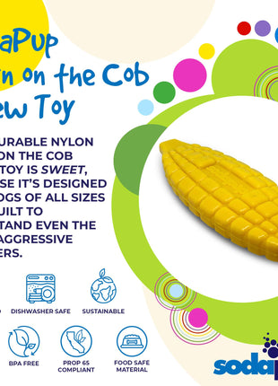 Corn on the Cob Nylon Dog Toy for Aggressive Chewers | USA Made | SodaPup
