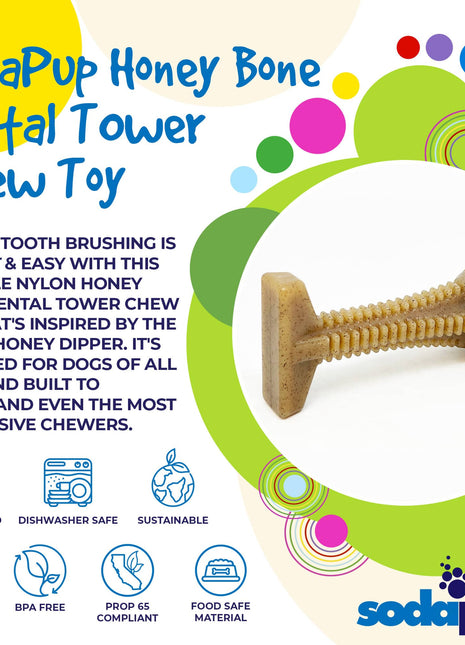 Honey Bone Dental Tower Nylon Chew Toy for Aggressive Chewers | USA Made