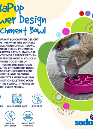 Flower eBowl Deep Slow Feeder Dog Bowl for Enrichment | USA Made