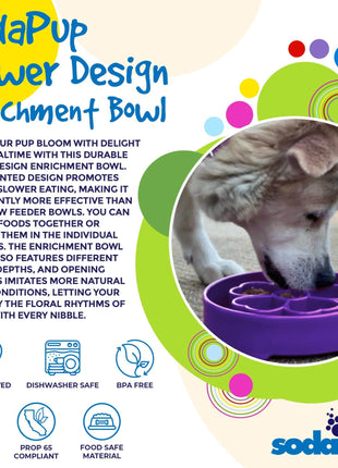 Flower eBowl Deep Slow Feeder Dog Bowl for Enrichment | USA Made