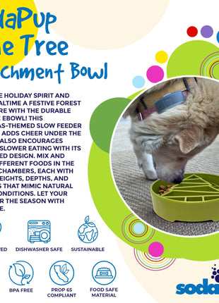 Pine Tree Christmas eBowl Deep Slow Feeder Dog Bowl for Enrichment | USA Made