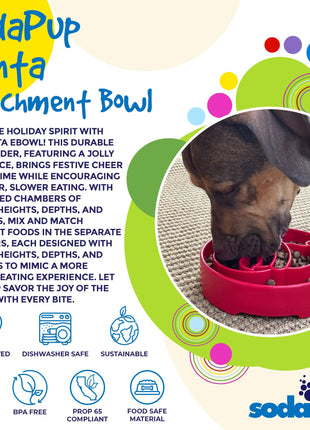 Santa Christmas eBowl Deep Slow Feeder Dog Bowl for Enrichment | USA Made