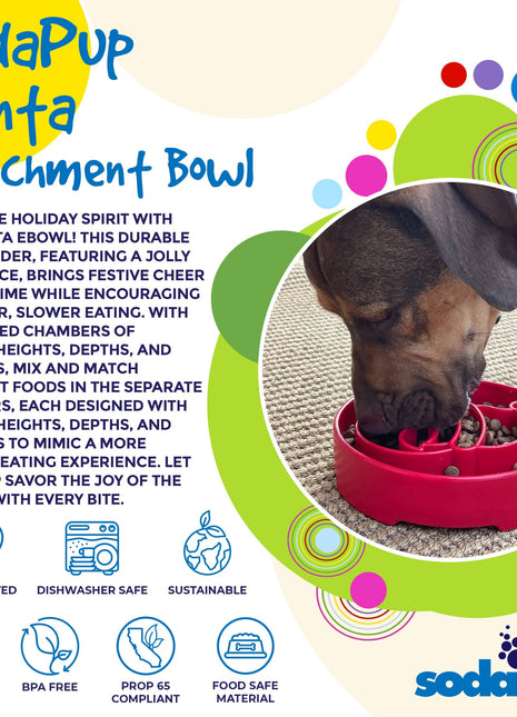 Santa Christmas eBowl Deep Slow Feeder Dog Bowl for Enrichment | USA Made