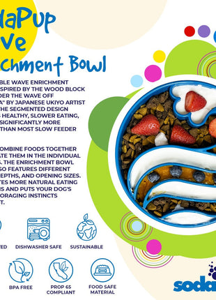 Wave eBowl Deep Slow Feeder Dog Bowl for Enrichment | Made in USA