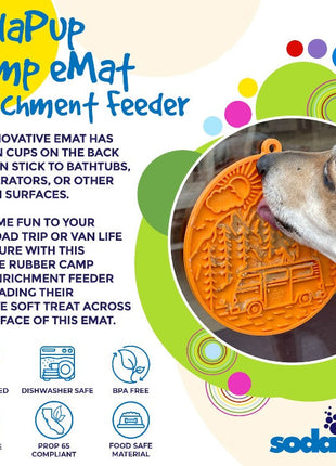 Camp eMat - Enrichment Lick Mat For Dogs and Cats - with Suction Cups | Retro Van Design | USA Made