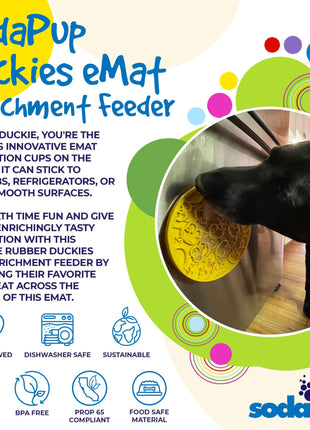 Rubber Duckies emat - Enrichment Lick Mat for Dogs and Cats - with Suction Cups | Bath Time Design | SodaPup USA Made