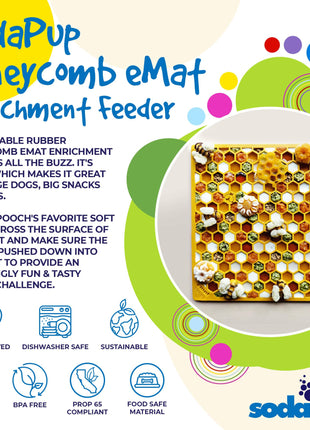 Honeycomb eMat - Enrichment Lick Mat for Dogs and Cats | eMat Enrichment Toy for Anxiety Relief | SodaPup