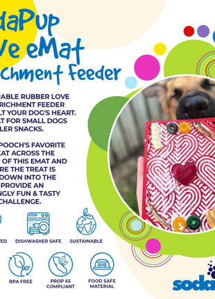 Love eMat - Enrichment Lick Mat for Dogs and Cats| Heart Design | SodaPup
