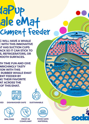 Whale eMat - Enrichment Lick Mat for Dogs and Cats - with Suction Cups | Whale Design | USA Made
