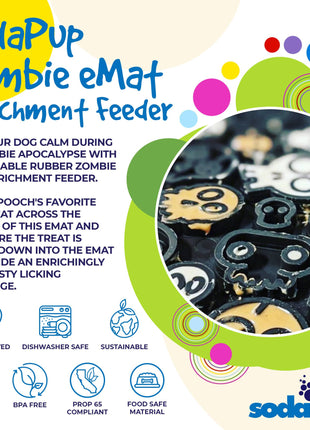 Zombie eMat - Enrichment Lick Mat for Dogs and Cats | Halloween Skull Design | SodaPup