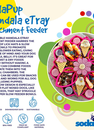 Mandala eTray Shallow Slow Feeder Dog Bowl for Enrichment | USA Made