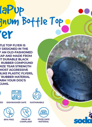 Magnum Bottle Top Flyer Rubber Frisbee for Heavy Chewers | Large | USA Made
