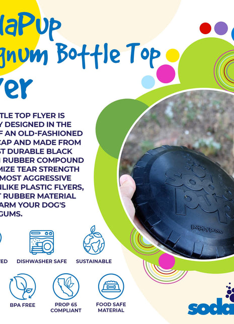 Magnum Bottle Top Flyer Rubber Frisbee for Heavy Chewers | Large | USA Made