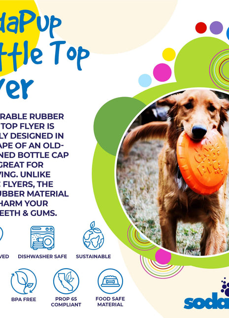 Bottle Top Flyer Rubber Frisbee for Dogs | Orange | Vet Approved | USA Made