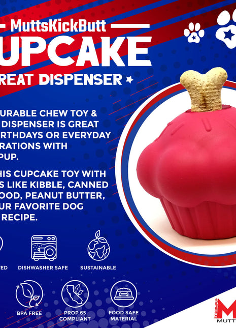 Cupcake eDispenser - Durable Rubber Chew Toy & Treat Dispenser | USA Made