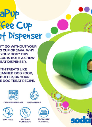 Coffee Cup Rubber Dog Chew Toy for Power Chewers | Treat Dispenser | USA Made