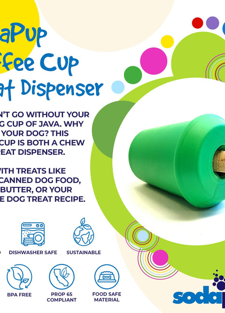 Coffee Cup Rubber Dog Chew Toy for Power Chewers | Treat Dispenser | USA Made