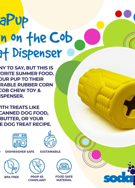 Corn on the Cob Dog Toy - Durable Rubber Treat Dispenser | USA Made