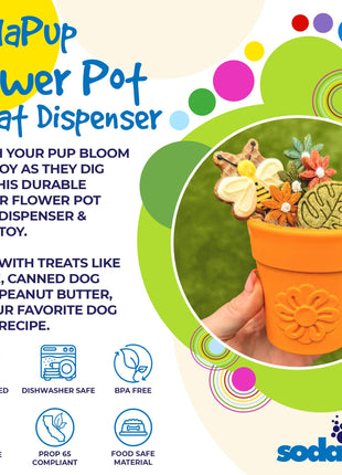 Large Flower Pot eCup Dog Treat Dispenser | Durable USA-Made Enrichment Toy | SodaPup
