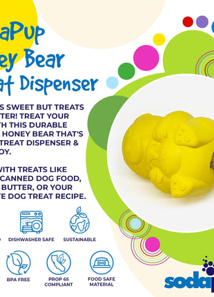 Honey Bear eDispenser - Durable Rubber Treat Dispenser for Dogs | USA Made