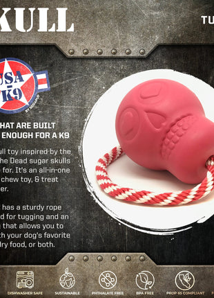 USA-K9 Skull Dog Chew Toy & Treat Dispenser - Made in USA | SodaPup