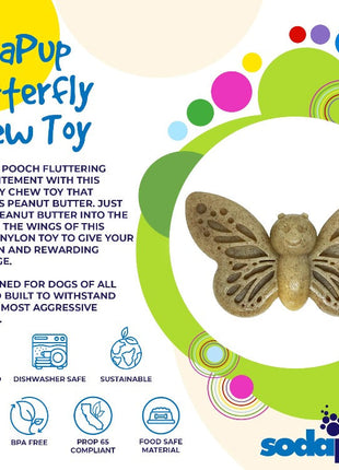 Butterfly Nylon Chew & Enrichment Toy | 2-in-1 for Aggressive Chewers | SodaPup