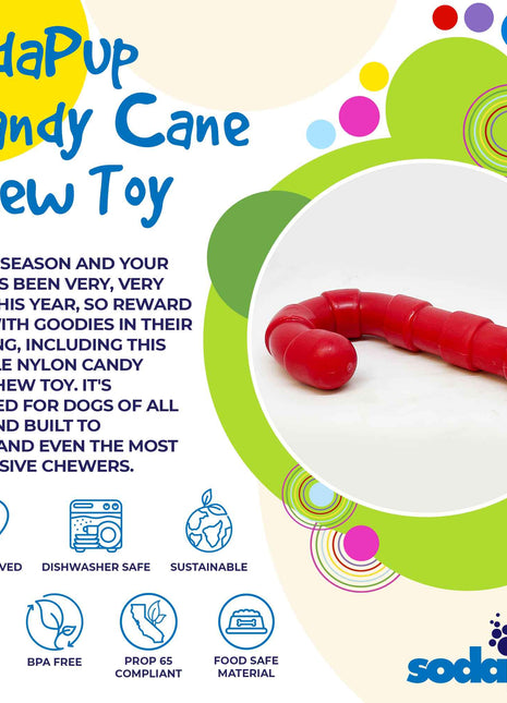 Candy Cane Nylon Dog Toy for Aggressive Chewers | USA Made | SodaPup