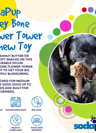Honey Bone Dental Flower Tower - Indestructible Nylon Dog Chew Toy XL | USA