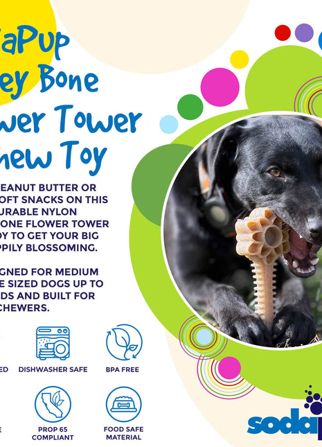 Honey Bone Dental Flower Tower - Indestructible Nylon Dog Chew Toy XL | USA