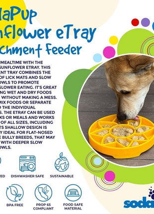 Sunflower eTray Shallow Slow Feeder Dog Bowl for Enrichment | USA Made
