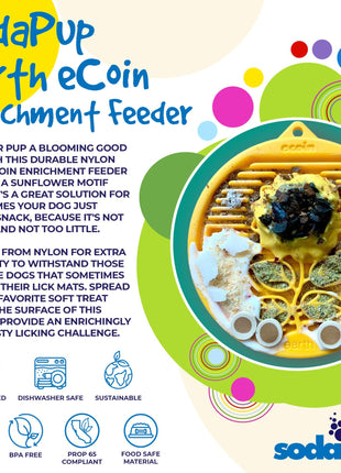 Earth eCoin Nylon Lick Mat for Dogs | USA Made Enrichment Toy | SodaPup