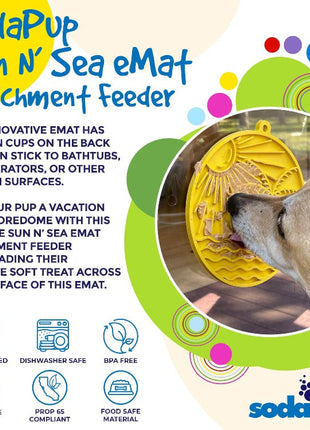 Sun n' Sea eMat - Enrichment Lick Mat For Dogs and Cats - With Suction Cups - Beach Design | USA Made