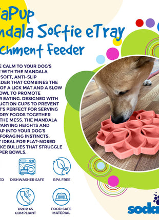 Mandala Softie eTray Shallow Slow Feeder Dog Bowl with Suction Cups |  USA Made