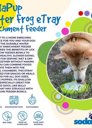 Water Frog eTray - Shallow Slow Feeder Dog Bowl for Enrichment | USA Made